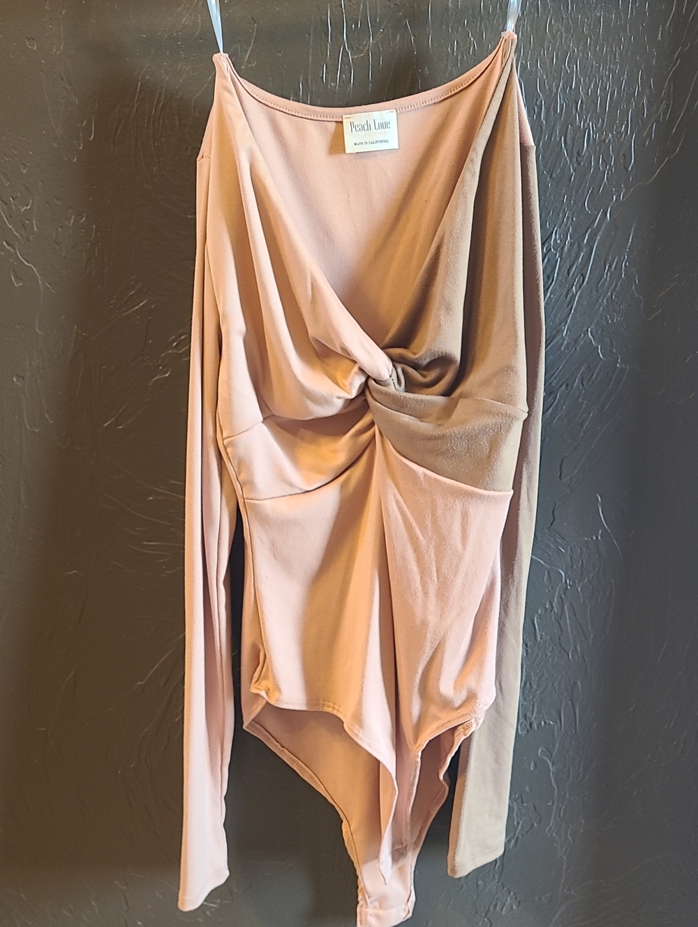 Peach Love California Mauve/brown Twist-Front Long-Sleeve Bodysuit